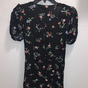 H&M Floral Puff Sleeve Button Up Dress